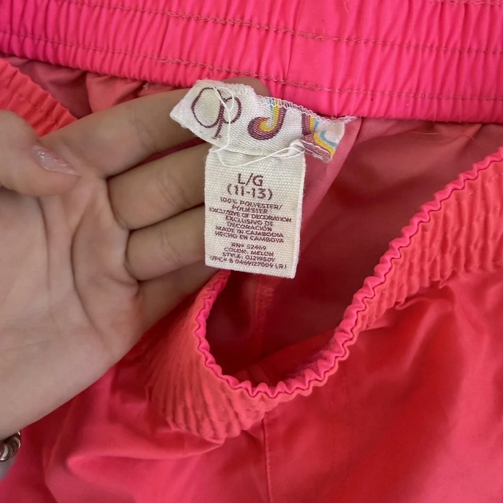 Y2K OP Shorts Girls L 11/13 Pink Microfiber Athletic Elastic Waist Running